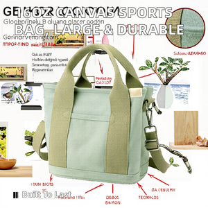 Bolsa de lona verde menta con correa ajustable y asa superior - Product Image 2