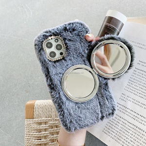 Custodia per telefono in peluche con specchio rimovibile, copertura in finta pelliccia soffice per <span class=keywords><strong>iPhone</strong></span> <span class=keywords><strong>5</strong></span> 6 7 8 X Xs 11 12 13 Pro Max - Ingrosso - Product Image 5
