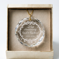 Adorno de Cristal Transparente Facetado Redondo, Recuerdo Personalizado para el 25.º Aniversario del Árbol de Navidad