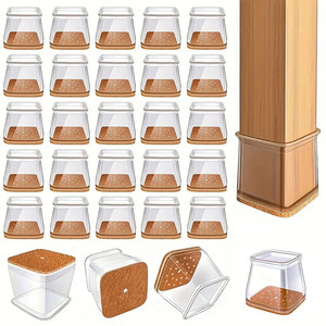 24 Protectores de Patas de Silla Cuadrados, de Silicona y Fieltro, Protectores de Patas de Silla de Silicona Resistentes - Product Image 6