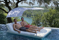 Lit flottant gonflable double avec auvent pare-soleil, en PVC épaissi résistant à l'usure, chaise longue aquatique pour piscine, plage, lac, loisirs adultes