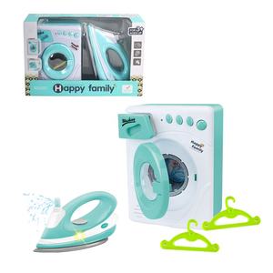 Ensemble de jouets électroménagers populaires pour enfants : <span class=keywords><strong>machine</strong></span> à <span class=keywords><strong>laver</strong></span> à piles, <span class=keywords><strong>fer</strong></span> à <span class=keywords><strong>repasser</strong></span> électrique avec pulvérisation d'eau <span class=keywords><strong>et</strong></span> lumières en plastique - Product Image 3