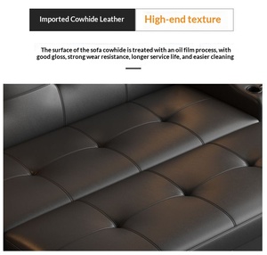 Foldable Genuine Leather Sofa <b>Bed</b> Two In One Multifunctional Design Pull Out Double Leather Couch For Small Apartment And Office - Product Image 4