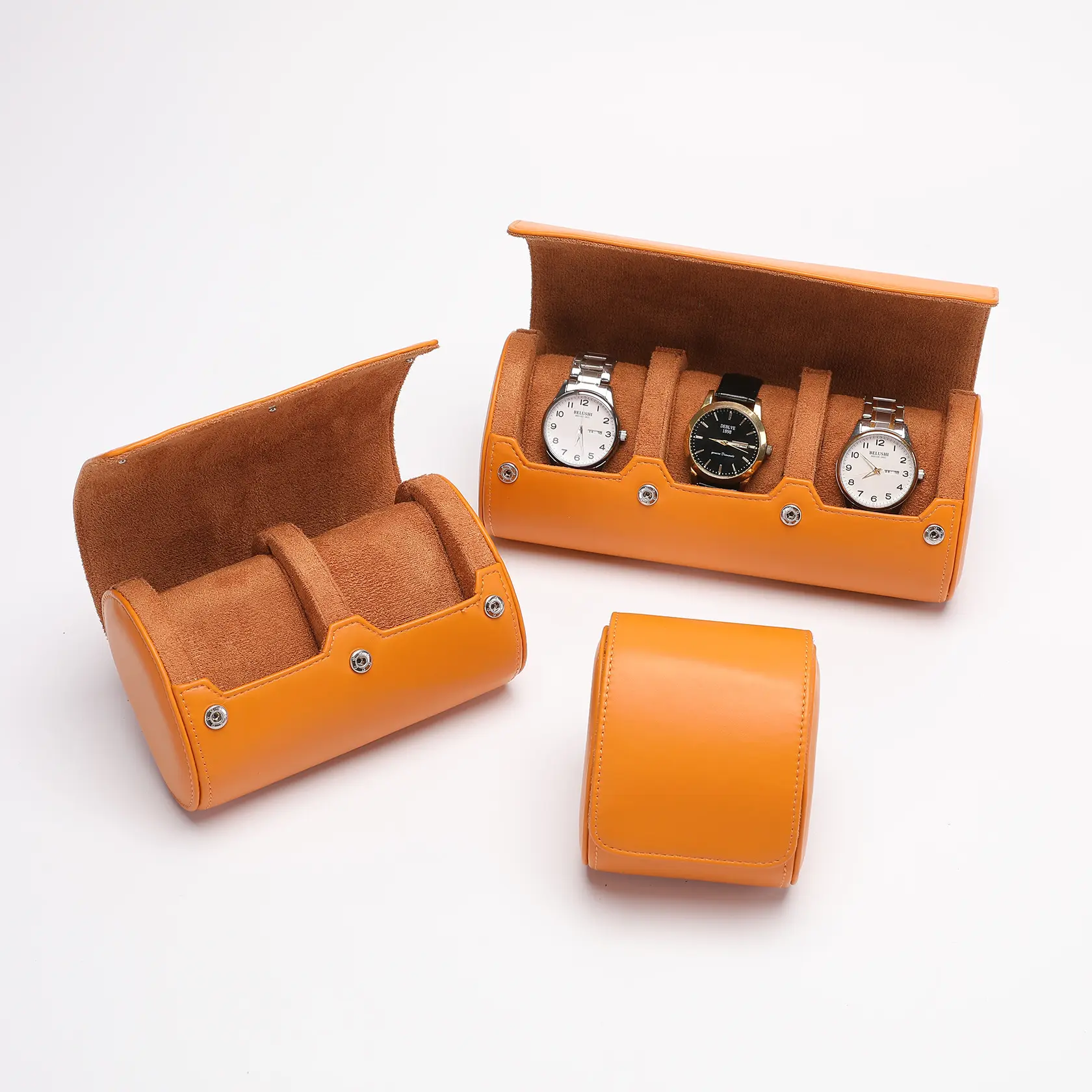 Custom Logo Luxury Watch Roll Up Pu Leather Watch Box Gift Packaging Case Watch Storage Case