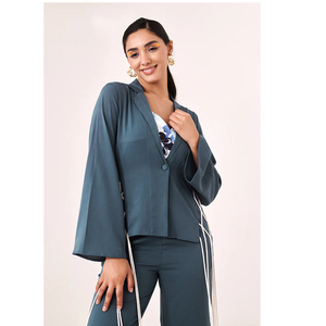 Camisa Blazer Azul para Mujer, Blusa Casual de Verano, a la Moda, Elegante, para Oficina o Trabajo - Product Image 1