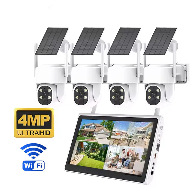 4MP IP66 WIFI Network Camera System 4CH Wireless NVR Kit CMOS Two Way Audio 10.1 Inch Screen CCTV Home Security System
