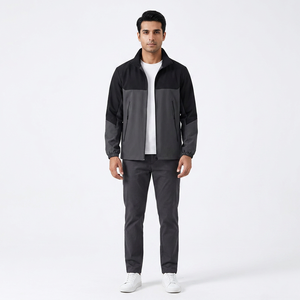 Lightweight Men's Vintage Hooded Windbreaker Jacket 100% Cotton <b>Canvas</b> Fabric Stand Collar Zipper Closure Multiple Logo - Product Image 1