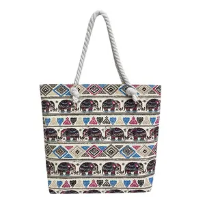 New Arrival Bohemian Pattern Women Tote Canvas Shoulder Beach Bags Casual Handbags With Custom Printed Logo