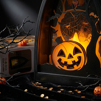 Lanterne LED d'Halloween sans flamme, bougie électronique, citrouille effrayante, lanterne suspendue, décoration d'ambiance pour fête