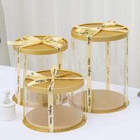 Boîtes à gâteaux rondes transparentes en PET jetables QX Wholesale, 6 à 12 pouces, pour cadeaux d'anniversaire et de mariage, avec impression en relief