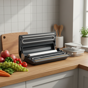 Machine à sceller sous vide compacte avec support de rouleau intégré et coupe-rouleau, puissance 120W, réglages sec/humide, <span class=keywords><strong>appareil</strong></span> de cuisine du fabricant - Product Image 2