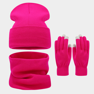 2025 gros unisexe hiver extérieur chaud couleur unie <span class=keywords><strong>ensemble</strong></span> <span class=keywords><strong>bonnet</strong></span> chapeau écharpe gants <span class=keywords><strong>ensemble</strong></span> 3 pièces ensembles pour hommes femmes - Product Image 6
