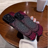 Étui de téléphone portable en cuir artificiel TPU avec impression de fleurs nationales colorées pour Iphone 8 X Xr Xs 11 12 13 14 15 16 17 Pro Max