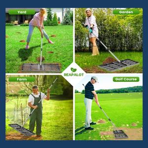 Râteau horizontal pour pelouse, niveau de pelouse avec manche long en acier inoxydable, outil de nivellement de cour robuste, râteau horizontal - Product Image 3