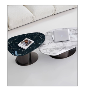 Tavolino <span class=keywords><strong>da</strong></span> Caffè Minimalista in Stile Wabi-Sabi con Piano in Marmo, Tavolino Laterale Unico e Semplice per Arredamento Soggiorno - Product Image 1