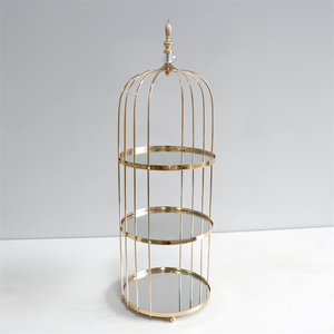 Zk230155 बेकिंग उपकरण केक टेबल सजावट के लिए 3-टियर मिठाई संगमरमर स्टैंड स्नैक धातु पक्षी पिंजरे रैक संगमरमर केक स्टैंड - Product Image 3