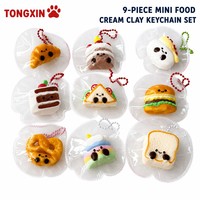 TONGXIN Mini porte-clés en silicone en forme de nourriture, crème douce, 9 pièces, à remontée lente, aspect artisanal, jouet squishy à presser, cadeau de collection OEM