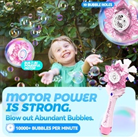 Baguette à bulles lumineuse et musicale, Baguette à bulles magique Princesse Jouets pour filles Souffleur automatique de bulles Cadeaux amusants pour l'extérieur pour les enfants