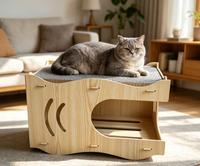 Maison à gratter pour chat en carton ondulé ondulé, écologique et sûre, double couche, lit de repos pour chaton, nid respirant à lattes