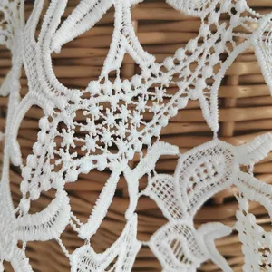 2023 Hot Selling Embroidery Cotton Lace Fabrics Fancy Multi Pattern Knit Narrow Woven Fabric