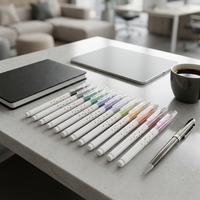 Stylo aquarelle effaçable écologique à 12 couleurs avec logo personnalisé, encre sensible à la chaleur, marque OEM, marqueur artistique certifié EN71 MSDS REACH