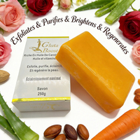 Savon éclaircissant maximal, élimine les taches brunes, enrichit, purifie, régénère, huile d'argan et vitamine C, savon antibactérien