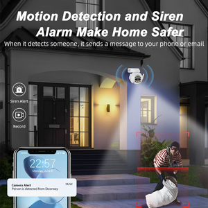 Tuya 6mp Ptz Cámara Audio bidireccional Tarjeta SD Cctv Exterior Impermeable Ip Red Sistema de cámaras de seguridad Cámaras con alerta de sirena - Product Image 5