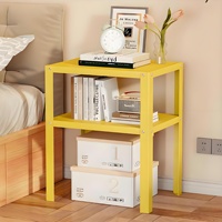 Table de chevet moderne à 2 niveaux en métal, design nordique, rangement multifonctionnel, meubles de chambre à coucher pas chers pour la maison