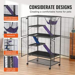 Jaula de metal para hurones de 4 niveles de 64,6 "con bandeja y 3 rampas Jaula para animales pequeños para mascotas - Product Image 6