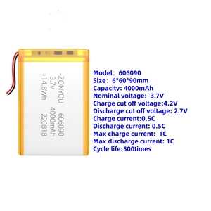Yüksek Performanslı 606090 Kese Tipi Hücreler 3.7V 4000mAh Lityum Polimer Pil, Elektrikli Oyuncaklar ve Aletler için 500 Uzun Döngü Ömrü ile - Product Image 4