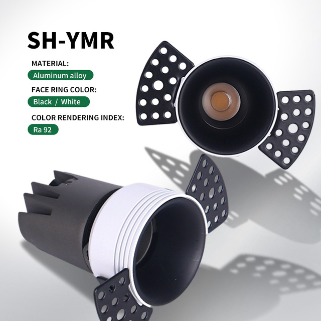 Modern Indoor Lighting 7W/12W Ce Certified Ra92 Eye-friendly Adjustable Angle Concealed Recessed Aluminum LED Downlights