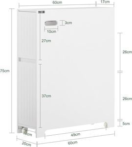 <span class=keywords><strong>Meuble</strong></span> de salle de bain étroit de 20 cm sur roulettes, directement de l'usine, chariot de rangement encastré avec 2 tiroirs pour le stockage du papier toilette - Product Image 4