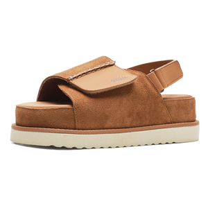 Dép đi biển da thật unisex, chất liệu da lộn, mũi hở, đế dày chống trơn, kiểu dáng sandal đế xuồng, phong cách đi bộ, giày nam cao cấp - Product Image 1