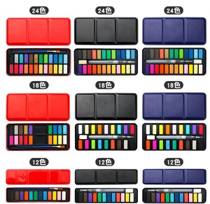 12/18/24 colores portátil brillo fluorescente sólido acuarela pintura agua colores acrílico artista con pincel - Product Image 6