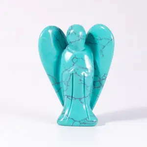 HZ hot sale natural Healing Crystal stones blue turquoise angel pendant for decoration gift semi-precious stone crafts