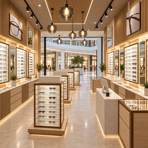 Meubles sur mesure pour magasin d'optique : Vitrine à lunettes, étagères murales, comptoir pour boutique de lunettes - Product Image 4