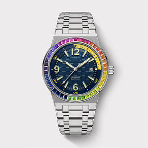 <span class=keywords><strong>VLOVE</strong></span> Reloj Mecánico Automático de Alta Gama para Hombre, Resistente al Agua, Colorido Diamante, Acero Inoxidable - Product Image 2