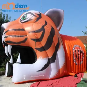 Mejor calidad mascota túnel inflable de la cabeza del tigre entrada tienda club gimnasio deporte Decoración