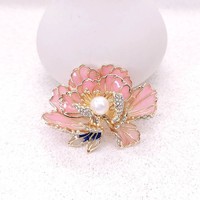Bros bunga Enamel mode Tiongkok dengan zirkonia kubik bros kristal warna-warni lucu untuk perhiasan wanita
