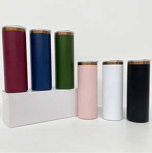 Vaso Delgado Recto de 20oz con Recubrimiento de Cobre para Exteriores, en Negro, Verde, Rosa, Blanco y Marrón, para Grabado Láser, con Tapa - Product Image 2