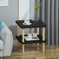 Table basse moderne du milieu du siècle à 2 niveaux avec rangement Meubles en bois industriels carrés simples pour salon