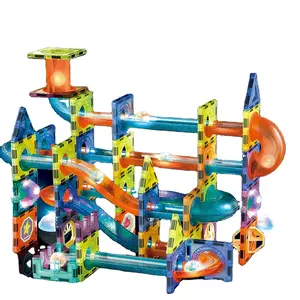 Light Magnetic Tiles Building Blocks for Kids 3D Clear Educational Toys Magnetic Marble Run STEM Magnetic Blocks Toys for Kids