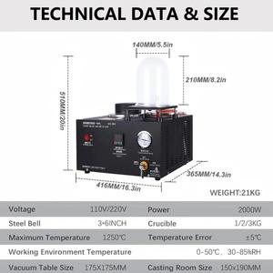 فرن صب المعادن الرقمي الجديد عالي الحرارة لصهر الذهب والفضة، آلة تفريغ الهواء لصب المجوهرات - Product Image 6