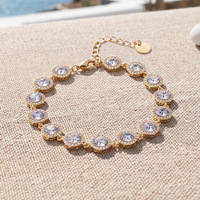 Bracelet Tennis Luxe 5A en Zircon Cubique Cœur pour Femme, en Acier Inoxydable, Étanche, Bijou Scintillant avec Cœur Halo en Zircon Cubique