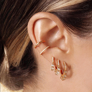 Gemnel 925 Sterling <b>Silver</b> Double Zircon Shaker <b>Huggie</b> Earrings Dainty Hoop Earrings for Women Trendy Everyday Jewelry - Product Image 3