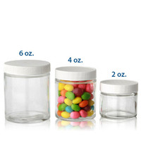 Pot en verre transparent rond de 6oz avec couvercle en plastique Bocaux Cosmetiques Verre 63/400 bouteilles claires pour les soins de la peau
