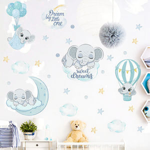 <span class=keywords><strong>Autocollant</strong></span> en PVC découpé à la forme, imperméable, motif éléphant de dessin animé avec <span class=keywords><strong>nuage</strong></span>, nouvelle conception Miaofu, pour la décoration murale de la <span class=keywords><strong>chambre</strong></span> d'un bébé garçon - Product Image 3