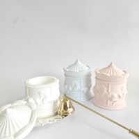 Nouveau design : Ensemble de bougies carrousel en gypse aromatique, bougie d'aromathérapie pour cadeau d'anniversaire ou de fête des Mères, en cire de soja naturelle personnalisée sans parfum.