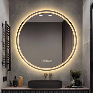 Round Smart LED Mirror with Bluetooth <b>Speaker</b> Anti Fog IP65 Waterproof Touch <b>Switch</b> Dimmable 3 Colors for Home Gym Decor - Product Image 3