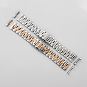 Upro Curved End Stainless Steel Band Solid <b>7</b>-Link <b>Watch</b> Bracelet Double Button Butterfly Clasp Strap 12 14 16 18 20 21 22mm - Product Image 5